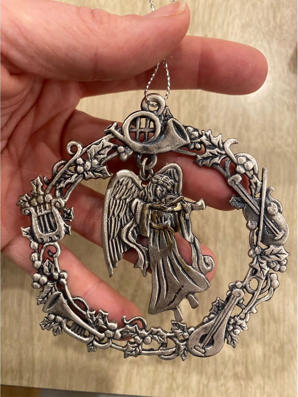 vintage Russ fashion Christmas ornament pewter vintage angel